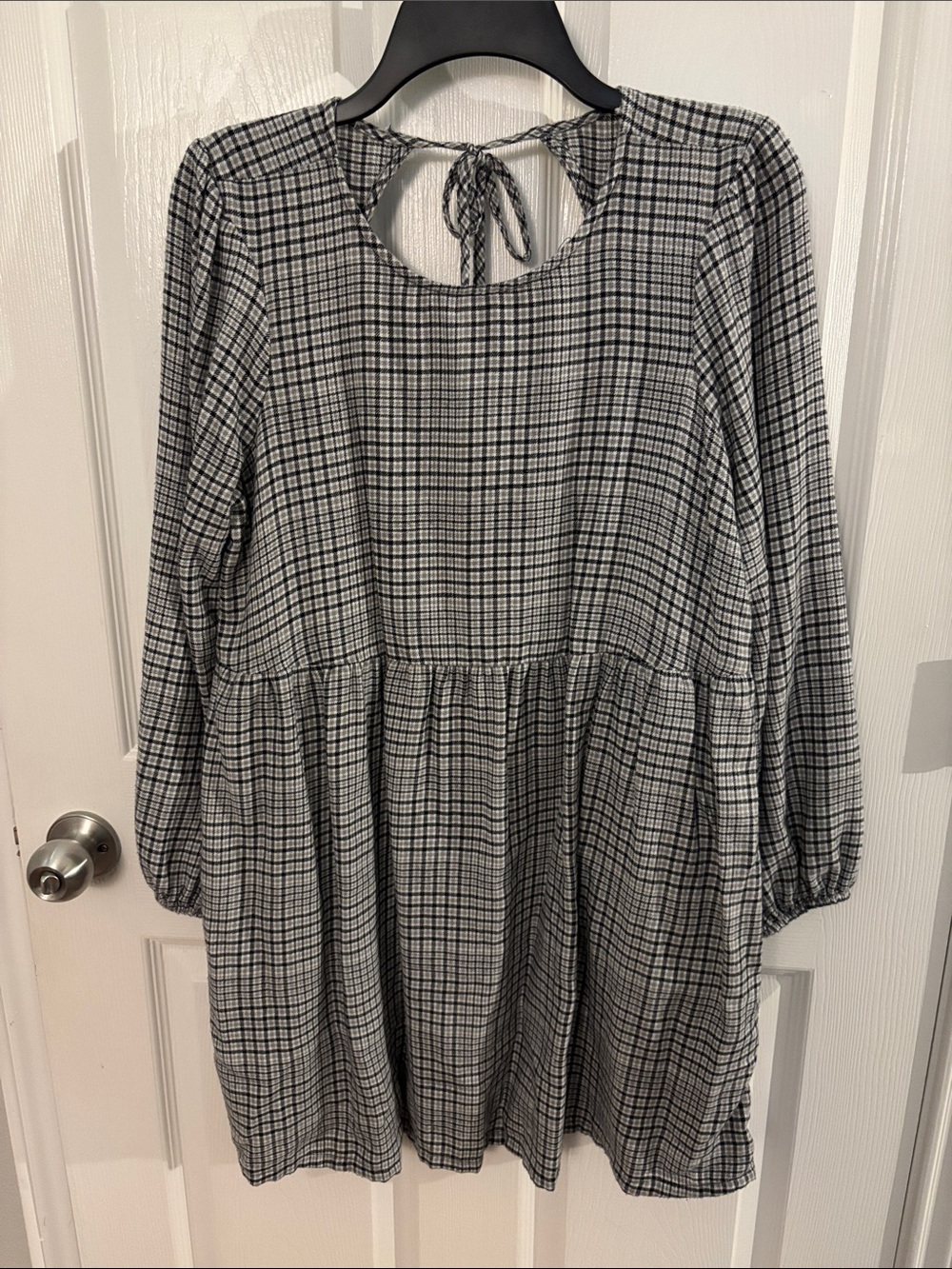 Black & White Plaid Babydoll Tunic Dress